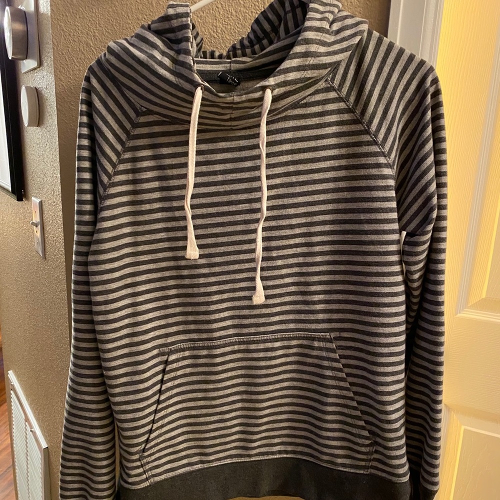 Zine Clothing Striped Grey Hoodie